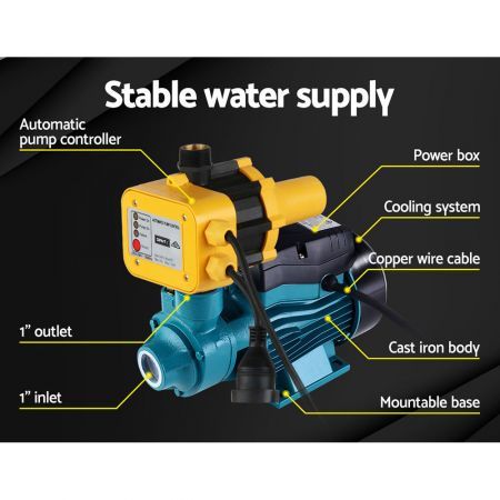 Auto Peripheral Water Pump Clean Electric Garden Farm Rain Tank Irrigation QB60 Yellow