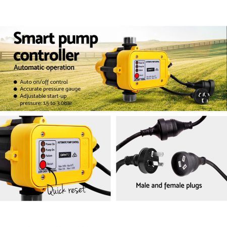 Auto Peripheral Water Pump Clean Electric Garden Farm Rain Tank Irrigation QB60 Yellow