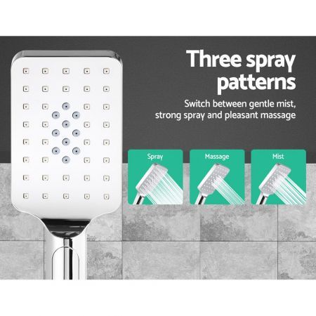 WELS 8" Rain Shower Head Set Square Dual Heads Mixer Hand Held High Pressure