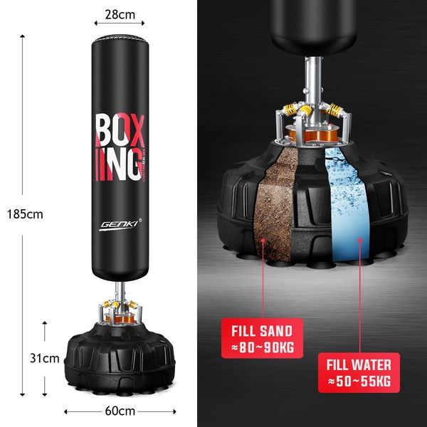 Genki 185cm Hydraulic Gym Punching Bag Freestanding Heavy Boxing Kicking Bag MMA 