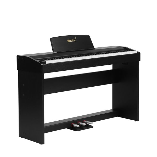 Melodic 88-Key Hammer Action Digital Piano w/ Weighted Keyboard 128 Polyphony 3 Pedals Black