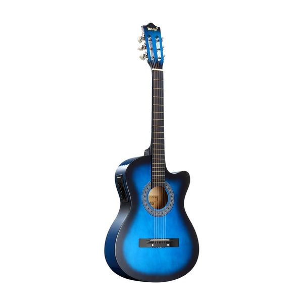 Melodic Blue 38 Inch Electric Acoustic Guitar Classical Cutaway 6 Strings for Beginners w/ Bag 