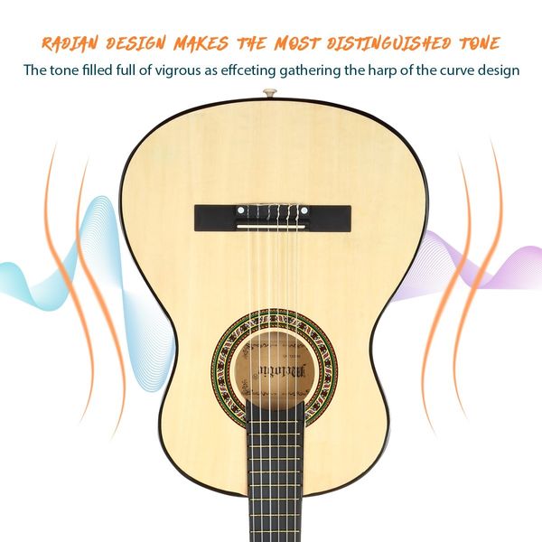 Melodic 34inch Kids Acoustic Guitar 6 Strings Tuner Cutaway Wooden Kids Gift Natural Colour