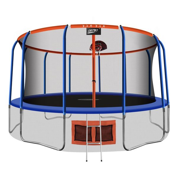 Genki 16ft Round Kids Trampoline with Safety Enclosure & Basketball Hoop