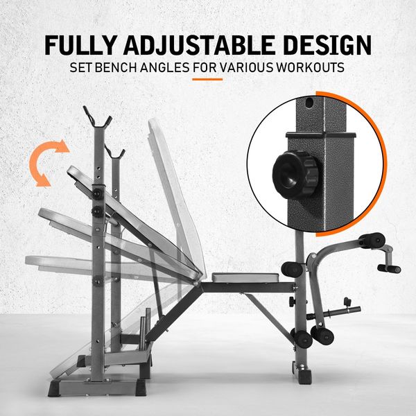 Genki Multi-Station Weight Bench Home Gym Fitness Equipment Black 