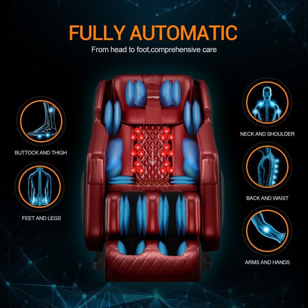 HOMASA Red Full Body Massage Chair Zero Gravity Recliner