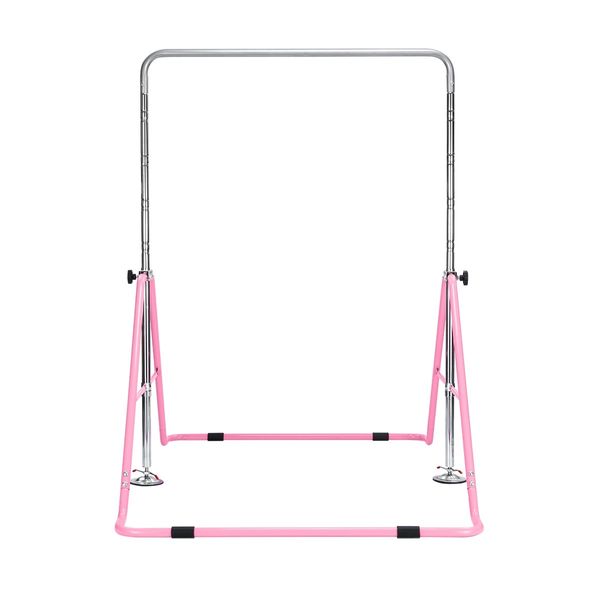 Genki Gymnastics Training Bar Height Adjustable Horizontal Bar for Kids Children Pink