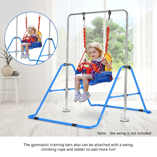 Genki Horizontal Gymnastics Bar for Kids Height Adjustable Training Kip Bar Blue