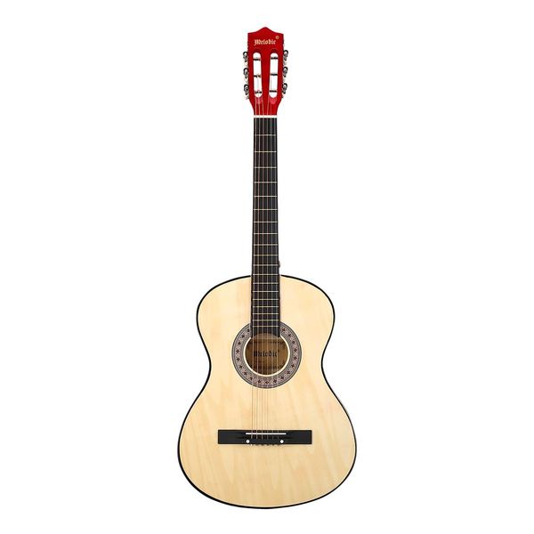 Melodic 38 Inch Round Acoustic Guitar Pack Classical Cutaway Natural Colour