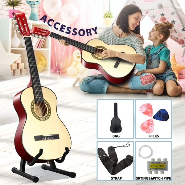 Melodic 34inch Kids Acoustic Guitar 6 Strings Tuner Cutaway Wooden Kids Gift Natural Colour