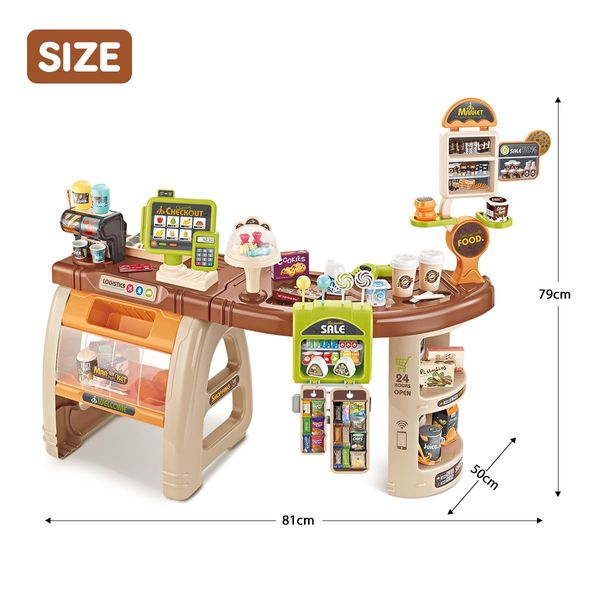 65 Accessories Kids Pretend Role Play Shop Grocery Supermarket Toy Set with Trolley