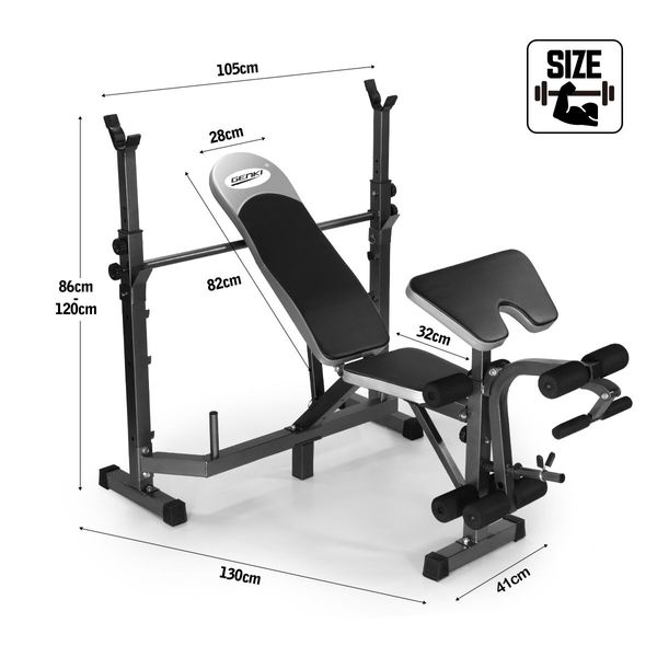 Genki Multi-Station Weight Bench Home Gym Fitness Equipment Black 