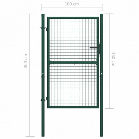 Fence Gate Steel 100x150 cm Green