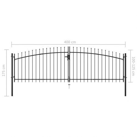 Double Door Fence Gate with Spear Top 400x175 cm