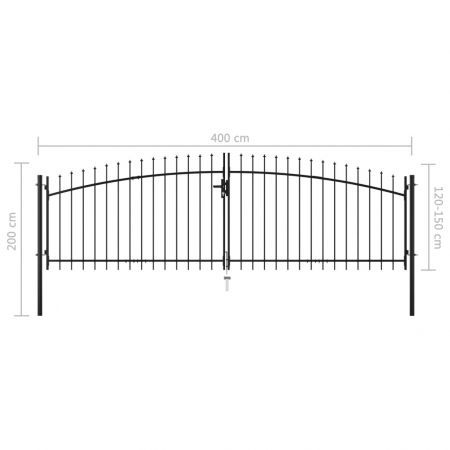 Double Door Fence Gate with Spear Top 400x200 cm