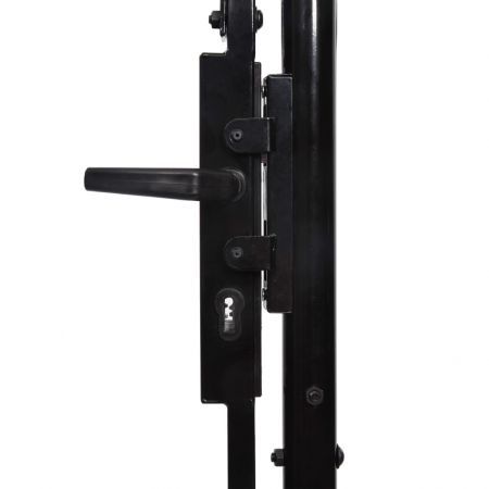 Fence Gate Double Door with Spike Top Steel 3x1.25 m Black