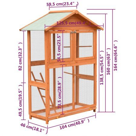 Bird Cage Solid Pine & Fir Wood 125.5x59.5x164 cm