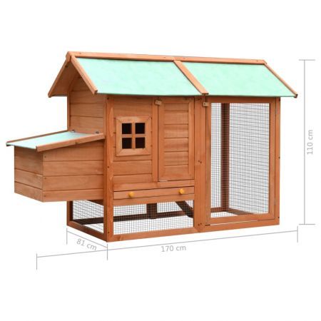 Chicken Cage Solid Pine & Fir Wood 170x81x110 cm