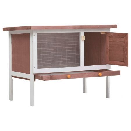 Outdoor Rabbit Hutch 1 Layer Brown Wood