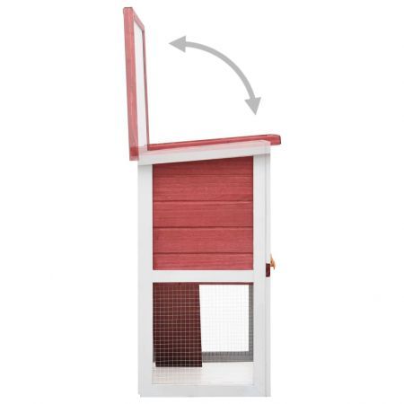 Outdoor Rabbit Hutch 1 Door Red Wood