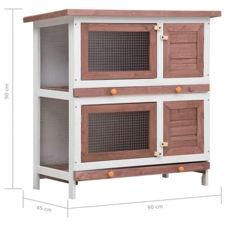 Outdoor Rabbit Hutch 4 Doors Brown Wood