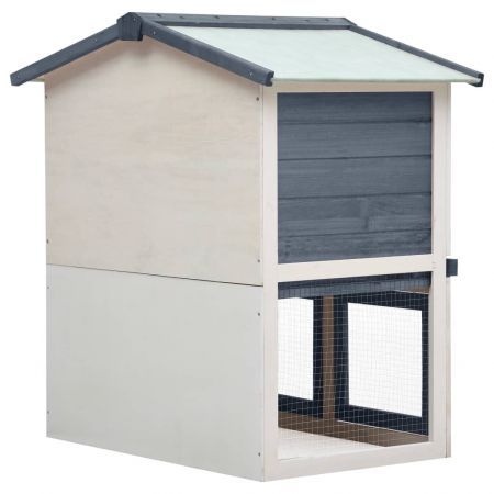 Outdoor Rabbit Hutch 3 Doors Grey Wood