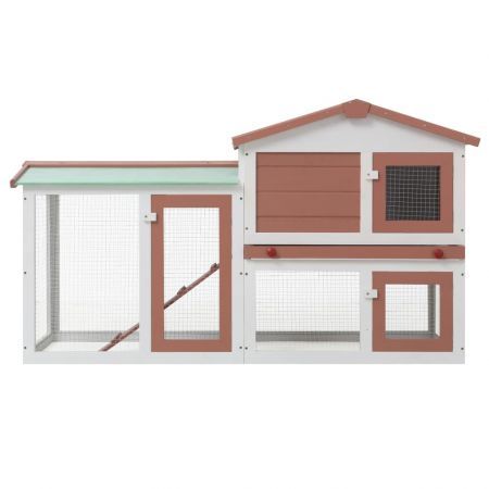 Outdoor Large Rabbit Hutch Brown and White 145x45x85 cm Wood