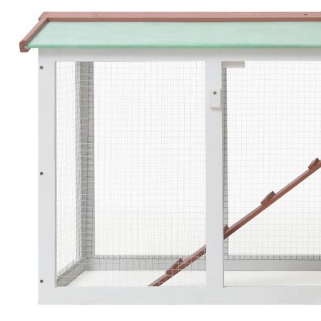 Outdoor Large Rabbit Hutch Brown and White 145x45x85 cm Wood