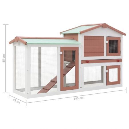 Outdoor Large Rabbit Hutch Brown and White 145x45x85 cm Wood