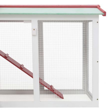 Outdoor Large Rabbit Hutch Red and White 145x45x85 cm Wood