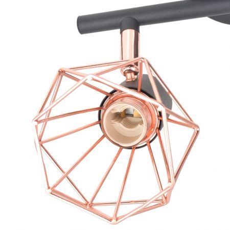 Ceiling Lamp with 2 Spotlights E14 Black and Copper