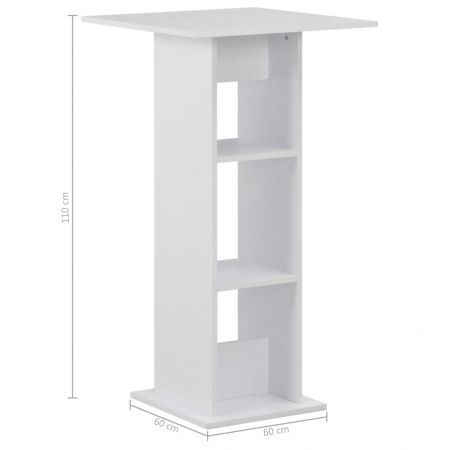 Bar Table White 60x60x110 cm