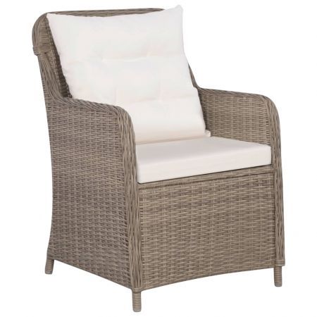 Outdoor Chairs with Cushions 2 pcs Poly Rattan Brown