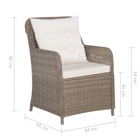 Outdoor Chairs with Cushions 2 pcs Poly Rattan Brown