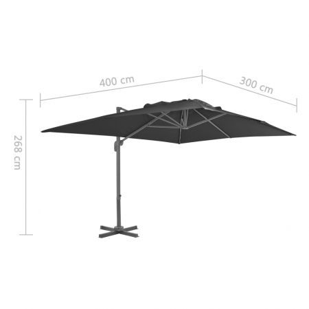 Cantilever Umbrella with Aluminium Pole 400x300 cm Anthracite