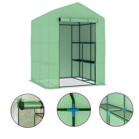 Greenhouse with Shelves Steel 143x143x195 cm