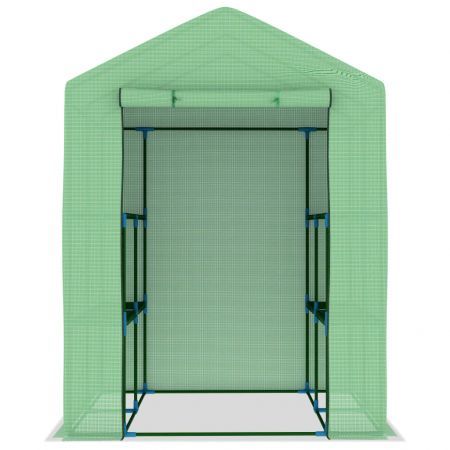 Greenhouse with Shelves Steel 143x143x195 cm