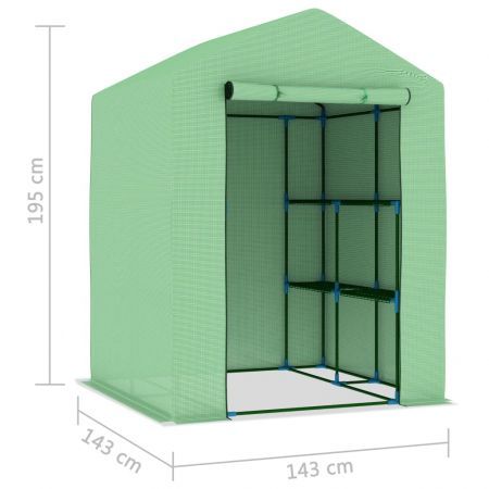 Greenhouse with Shelves Steel 143x143x195 cm