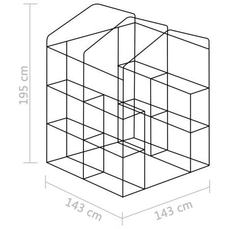 Greenhouse with Shelves Steel 143x143x195 cm