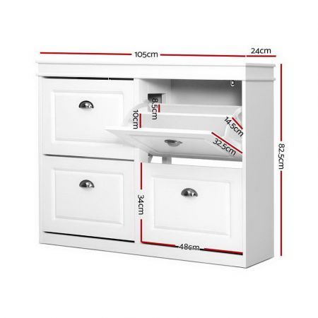 Artiss Shoe Rack Cabinet 16 Pairs 4-tier White Paul