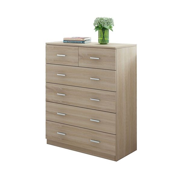 6 Chest of Drawers Tallboy Storage Bedroom Cabinet Oak