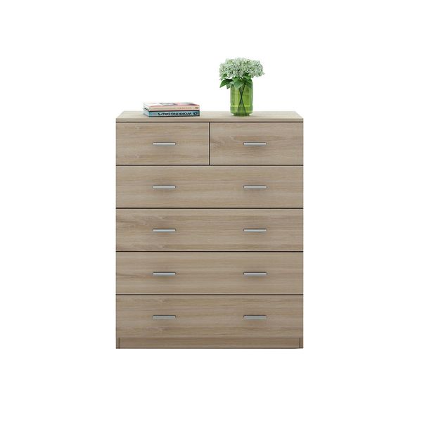 6 Chest of Drawers Tallboy Storage Bedroom Cabinet Oak