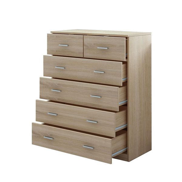 6 Chest of Drawers Tallboy Storage Bedroom Cabinet Oak