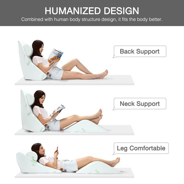 Luxdream 3 Pcs Foam Bed Wedge Pillow Headrest Leg Elevation Pillow Breathable Cover