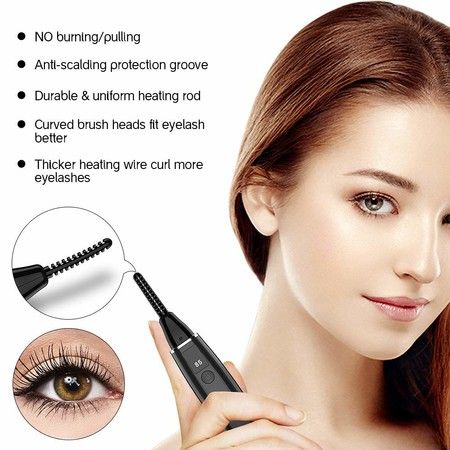 Electric Eyelash Curler USB Rechargeable 2 Temperature heating LED Display