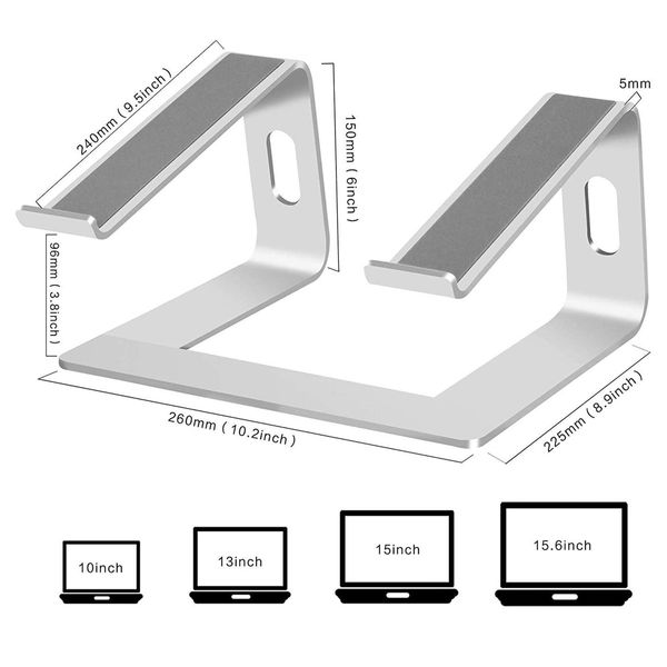 Laptop Stand, Aluminum Computer Riser, Ergonomic Laptops Elevator for Desk