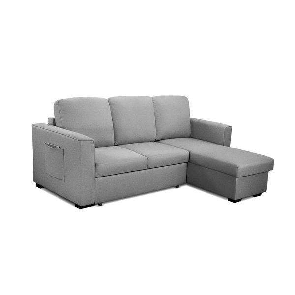 Sofa Bed Lounge Set Futon Couch 3 Seater Storage Chaise Corner Light Grey