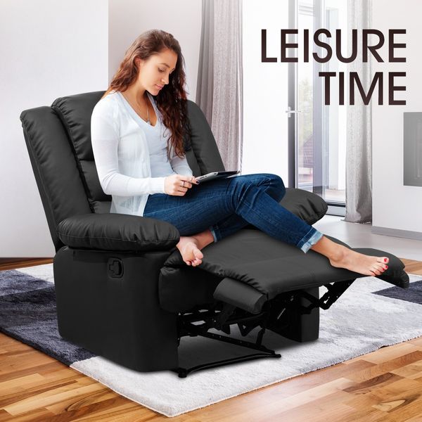 Luxury Armchair Lounge Recliner Chair Leather Reclining Chair Black