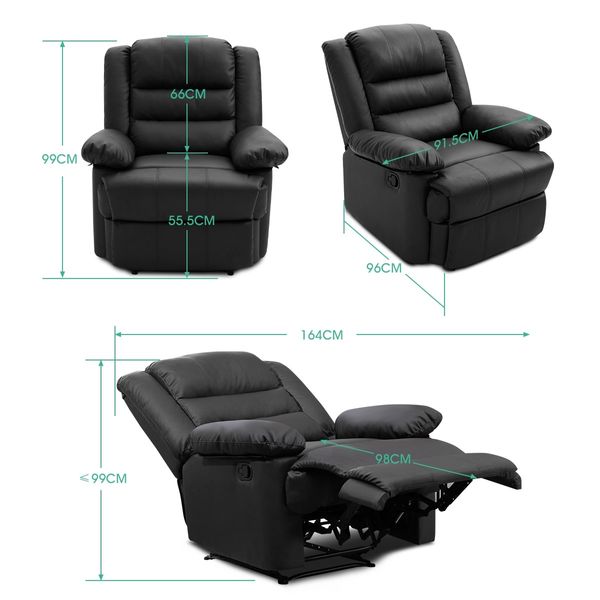 Luxury Armchair Lounge Recliner Chair Leather Reclining Chair Black