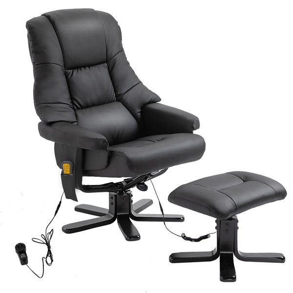 Full Body Massage Recliner Chair 8-Point Heated Office Chair Black